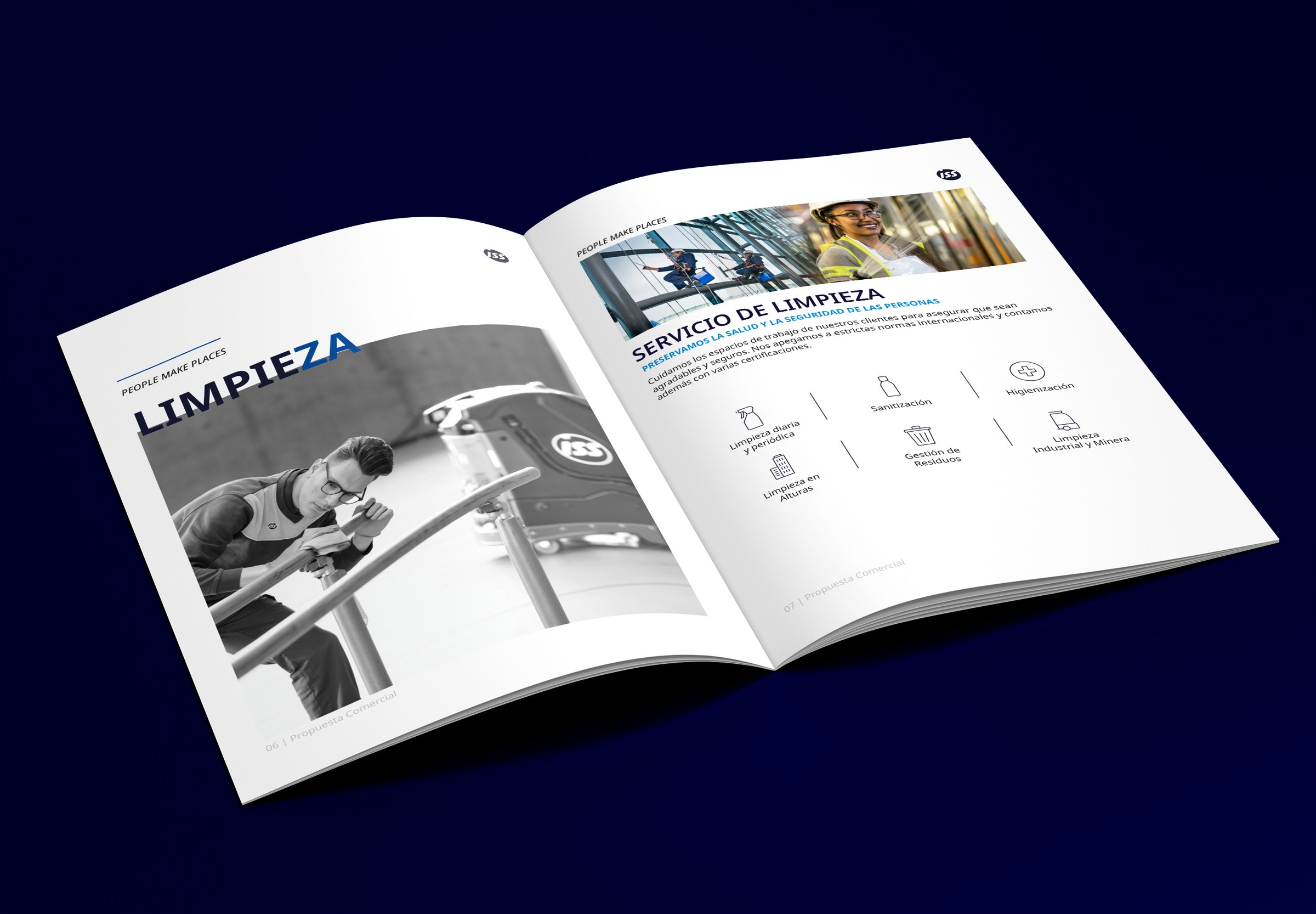 Segunda pieza del brochure comercial ISS.