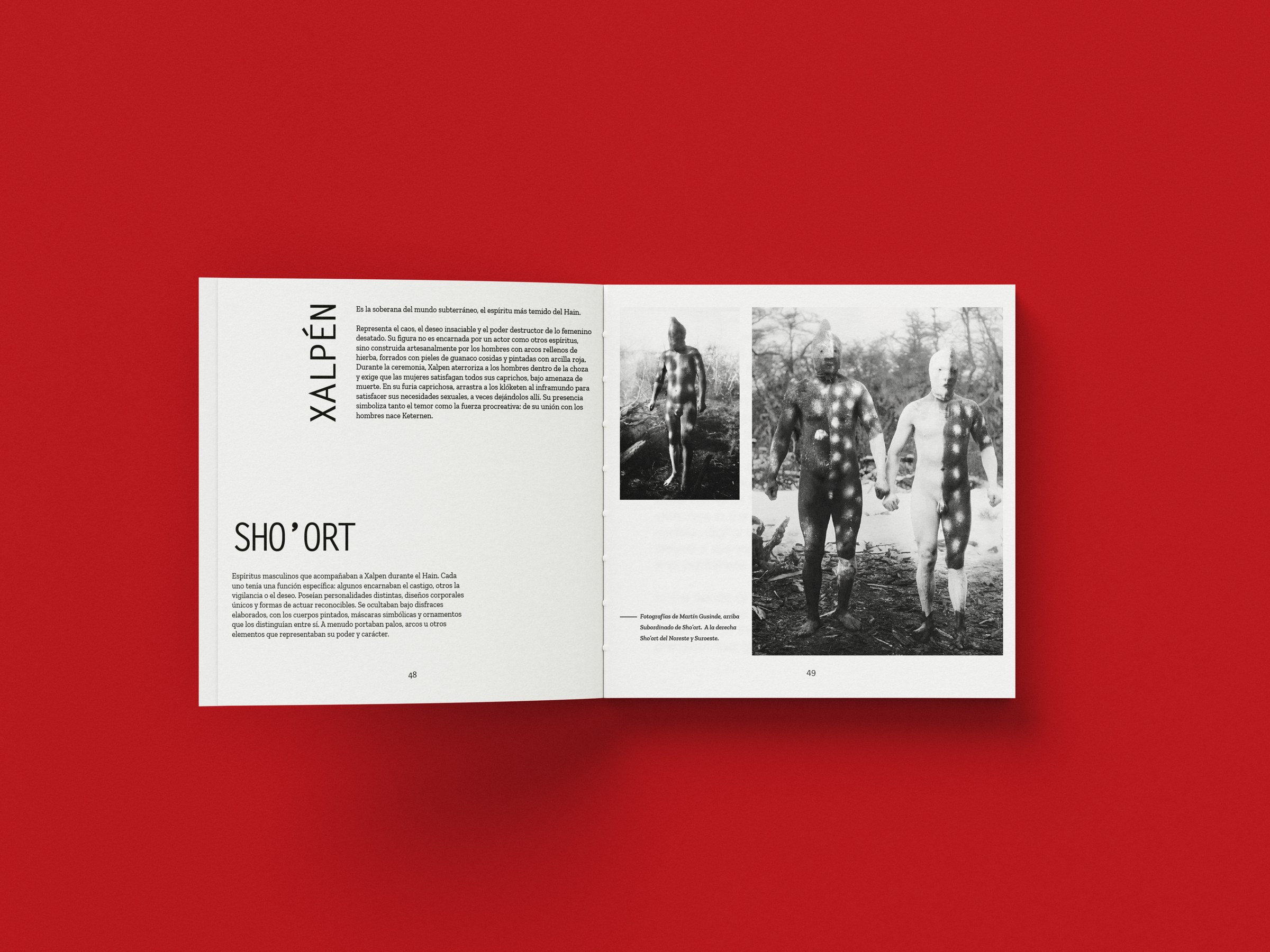 Spread ilustrado: el mito que dio origen al Hain, sobre fondo rojo.