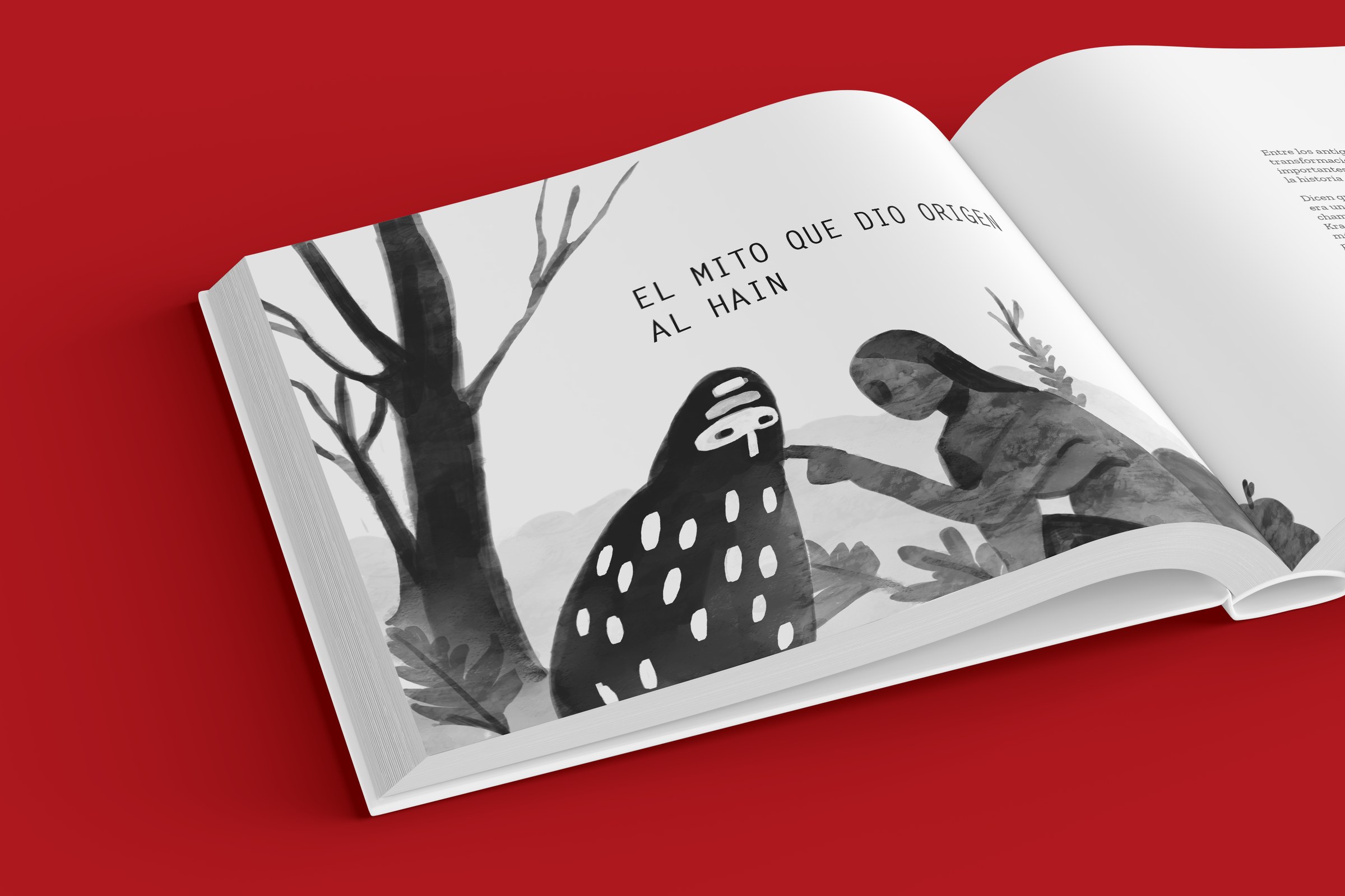 Spread editorial del libro Selk'nam.